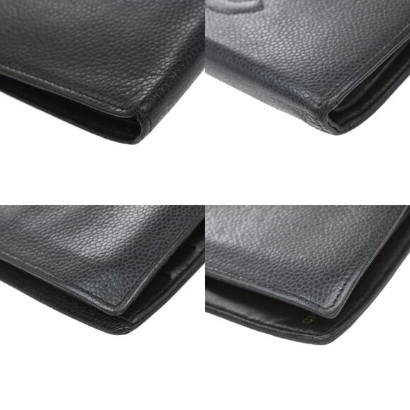 CHANEL CC Logo Bifold Long Wallet Grained Calfskin Leather Black GHW 34RF400 - Picture 7 of 15